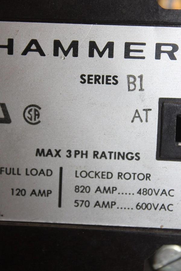 Used CUTLER-HAMMER CONTACTOR C832JN3 120 AMP 600 VAC 3-POLE COIL: 110/120V *WARRANTY*