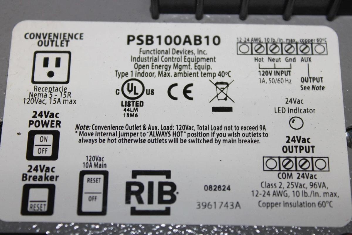 Used FUNCTIONAL DEVICES OPEN ENERGY MANAGEMENT SYSTEM PSB100AB10 **WARRANTY**