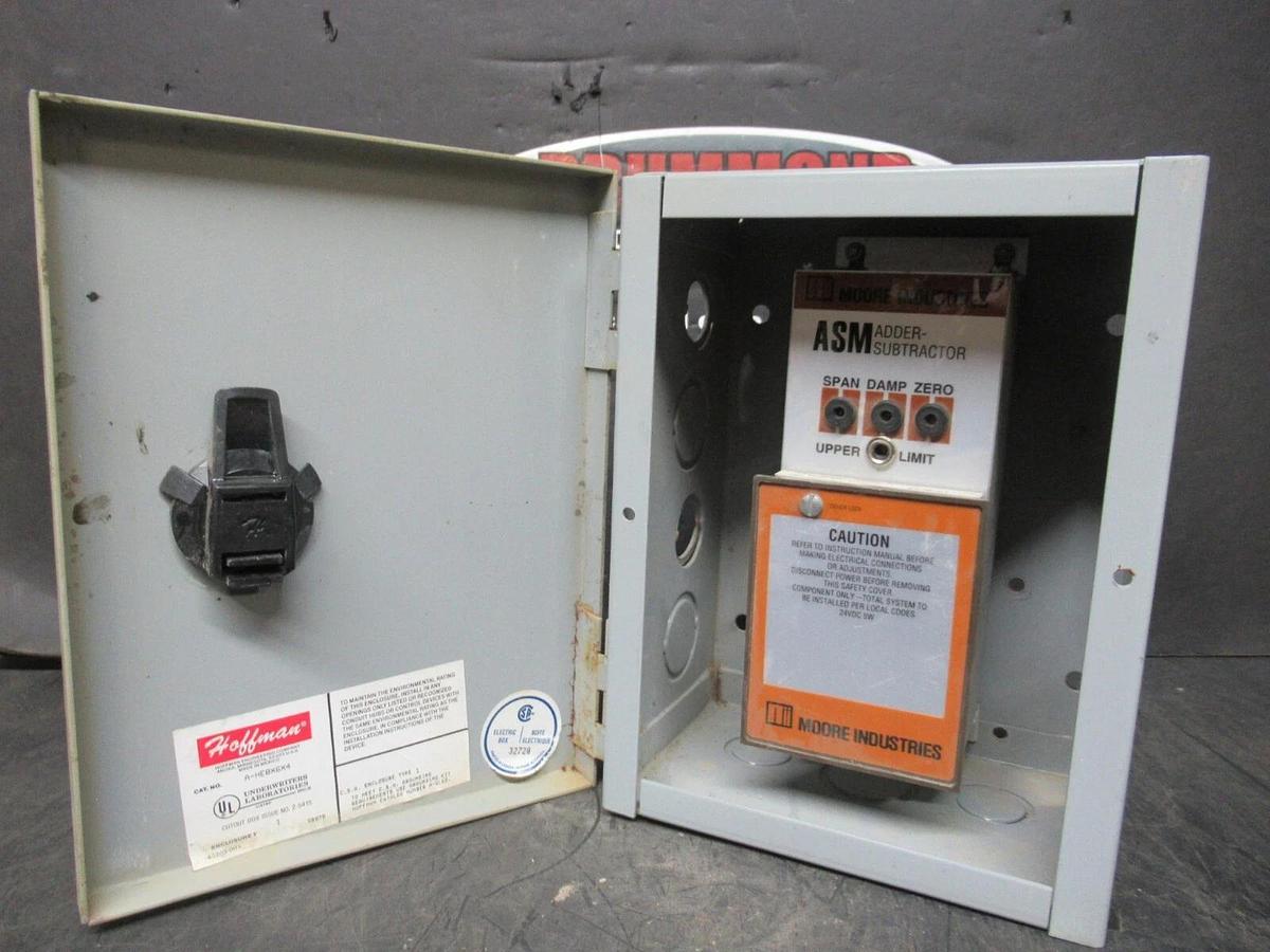 Used HOFFMAN ENCLOSURE A-HE8X6X4 W/ MOORE ASM/2X4-20MA/Z4-20MA/24AC ADDER SUBTRACTOR