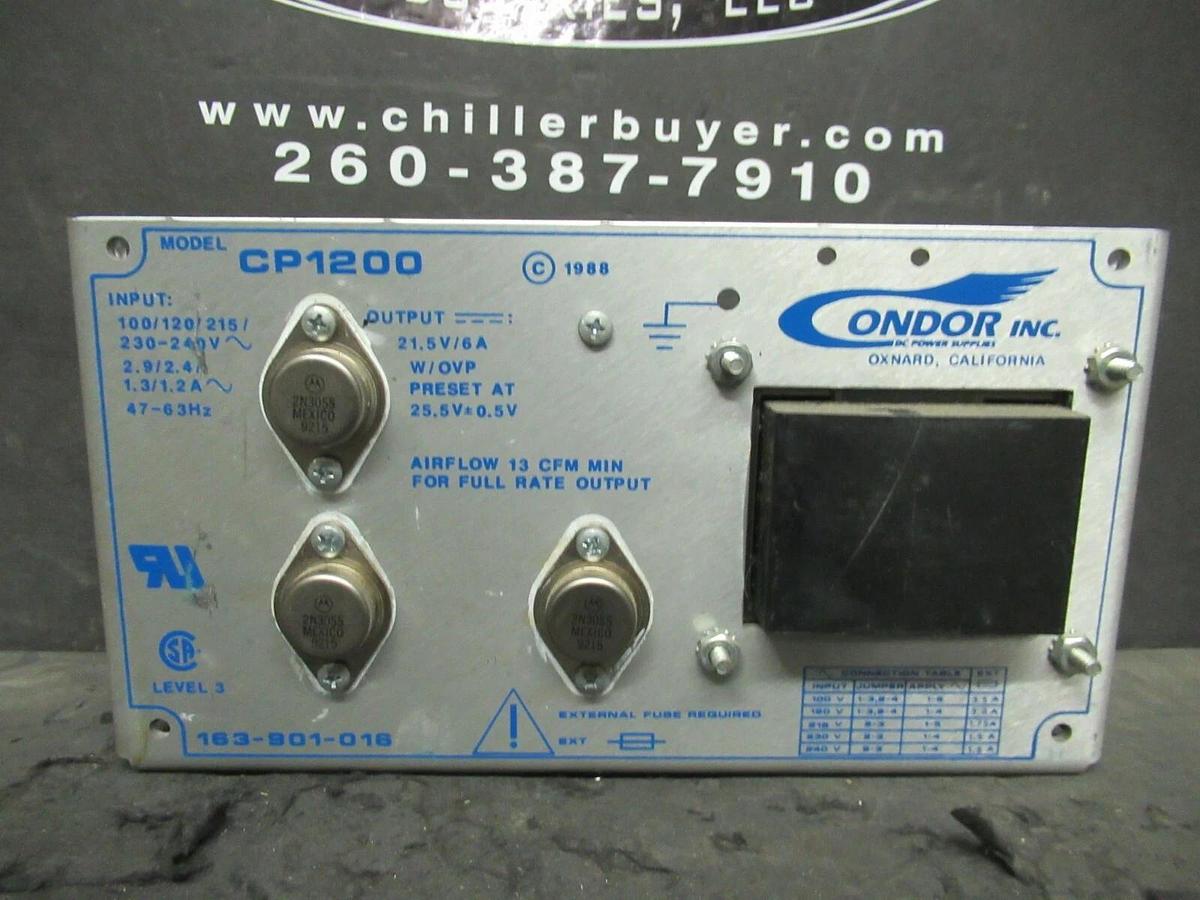 Used CONDOR POWER SUPPLY CP1200 163-901-016 120/240 VAC INPUT TO 21.5 VDC OUTPUT