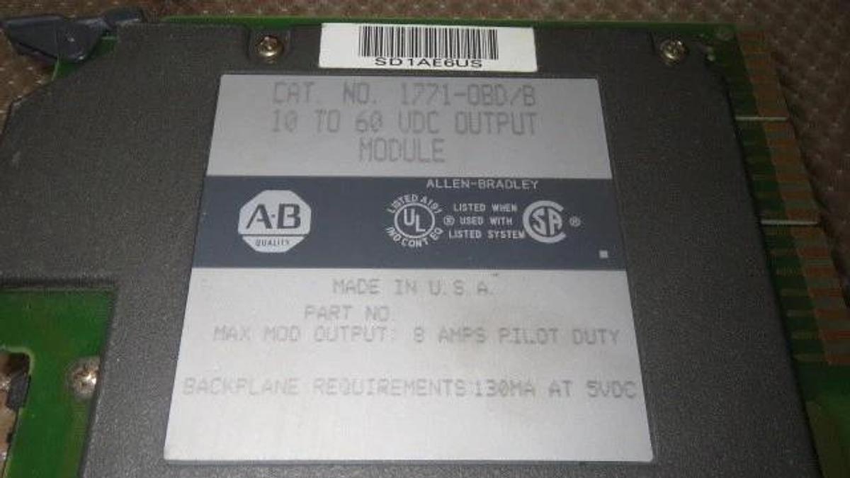 Used ALLEN BRADLEY 1771-OBD/B MODULE 10 TO 60 VDC OUTPUT 8 AMP WITH RECTIFIER FUSE