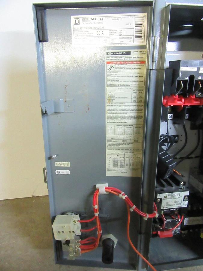 Used SQUARE D COMBINATION STARTER 8536SBO2H109S 30 AMP 600 VAC SIZE 0