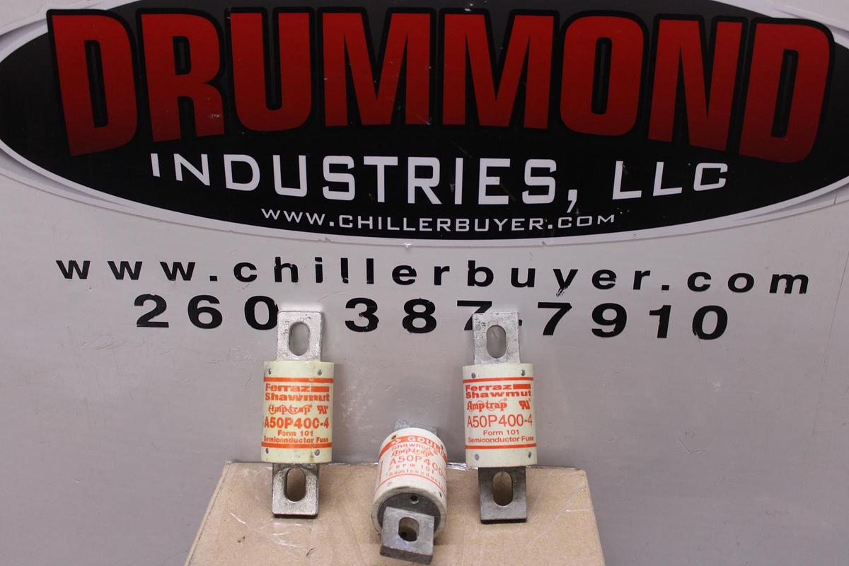 Used LOT OF 3 GOULD SHAWMUT AMPTRAP FUSES A50P400 400 AMP 500 VAC