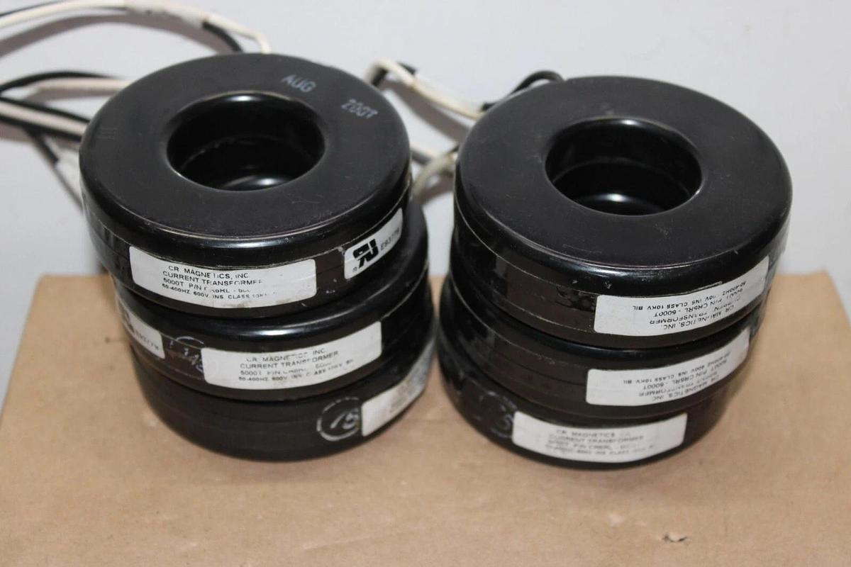 Used LOT OF 6 CR MAGNETICS CURRENT TRANSFORMER 5000T CR5RL-5000T 600 VOLT 50-400 HZ