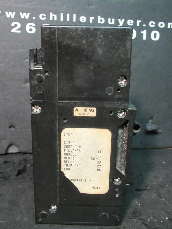 Used AIRPAX 3 POLE 23 AMP BREAKER 600 VAC 219-3-2600-438 TRIP 27 AMPS HH83XB438-B