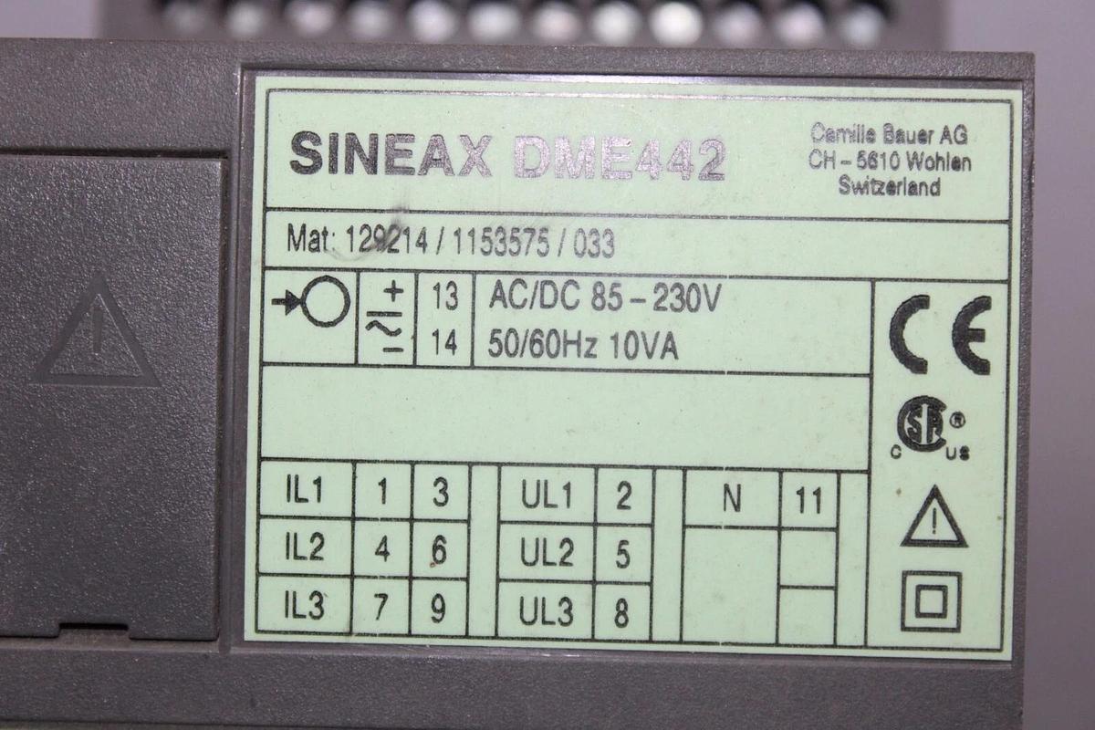 Used CAMILLE BAUER PROGRAMMABLE MULTI-FUNCTION TRANSDUCER SINEAX DME442 230V 10VA