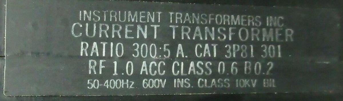 Used WESTINGHOUSE CURRENT TRANSFORMER RATIO: 300:5 A 2092A37H05 / 3P81-301 CT