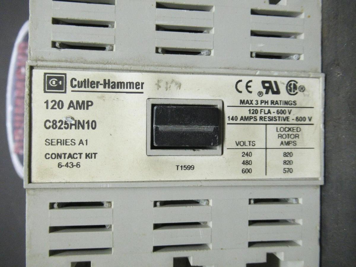 CUTLER HAMMER CONTACTOR C825HN10 SER. A1 120 AMP 600 VAC COIL: 120V