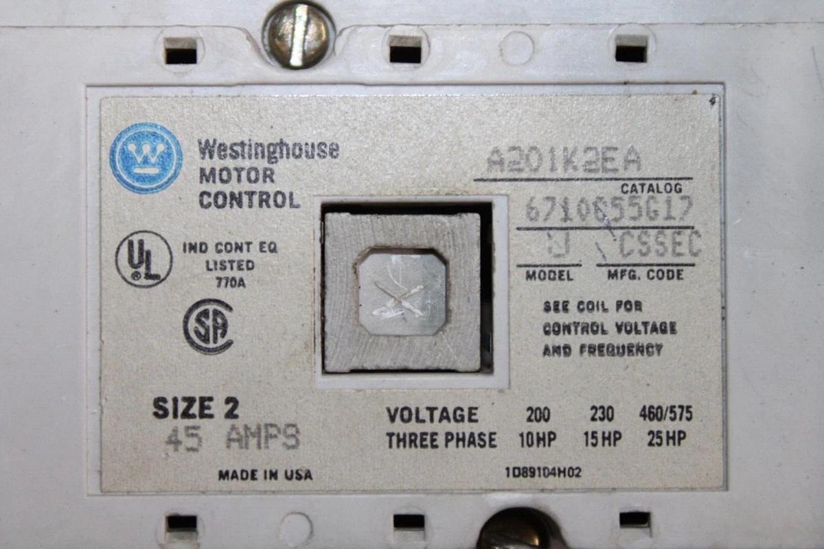 Used WESTINGHOUSE MCC MOTOR CONTROL BUCKET FREEDOM 2100 24" SIZE 2 CL75250