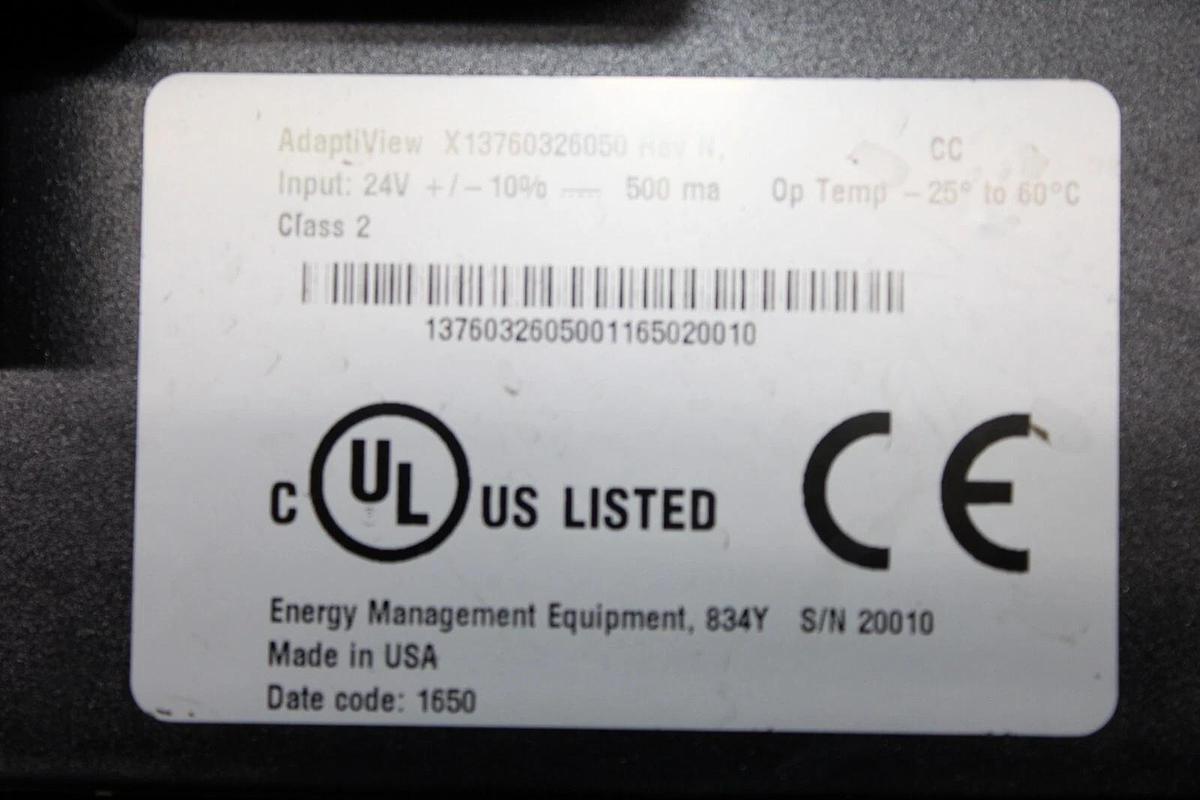 Used TRANE ADAPTIVIEW CHILLER TOUCH DISPLAY X13760326050 REV. N 24V W/ ARM