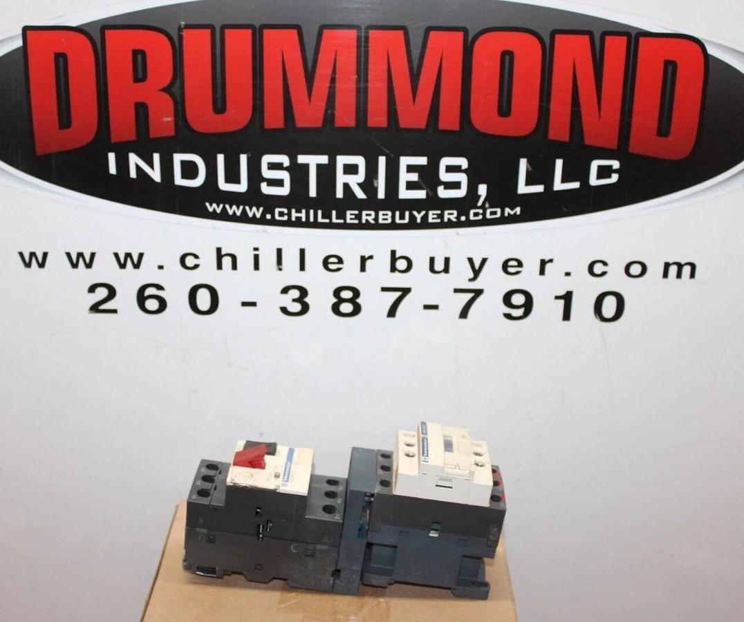 Used TELEMECANIQUE MANUAL MOTOR STARTER LC1D09 W/ GV2ME10/4.3-6A 600V 7.5HP 25A