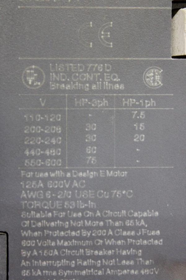 Used ABB CONTACTOR A95-30 125 AMP 600 VAC 3-POLE 3-PHASE 75 HP **WARRANTY**