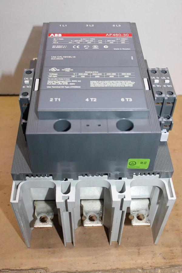 Used ABB CONTACTOR AF460-30 3-POLE 600 VAC 500 HP 700 AMP COIL: 24/60 VOLT