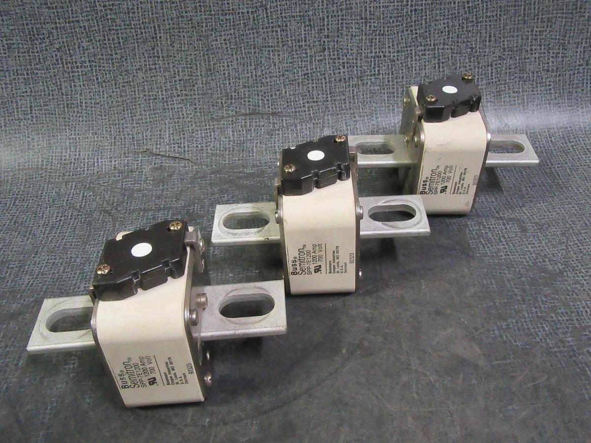 Used LOT OF 3 BUSS SEMITRON SPP-7E1200 1200 AMP 700 VOLTS FUSE