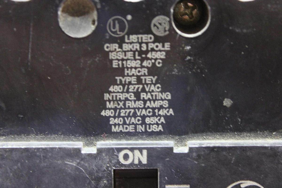 Used GE HACR TEY CIRCUIT BREAKER E11592 70 AMP 3-POLE 480/277 VAC **WARRANTY**