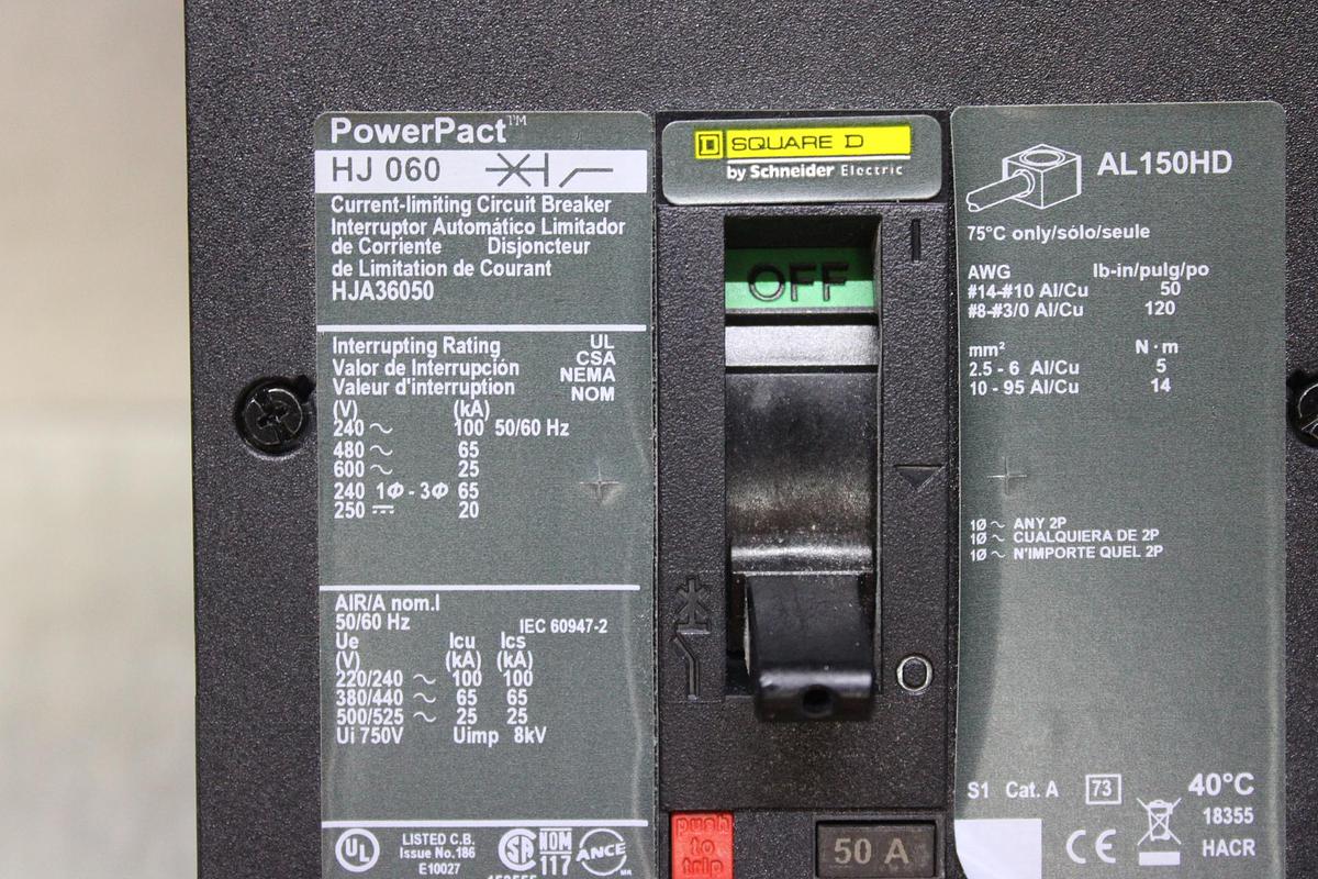Used SQUARE D POWERPACT I-LINE CIRCUIT BREAKER HGA36030 30 AMP 600 VAC 3-POLE