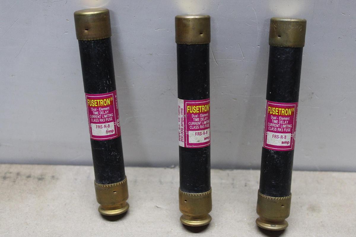 Used LOT OF 3 FUSETRON DUAL-ELEMENT FUSES FRS-R-30 30 AMP 600 VAC