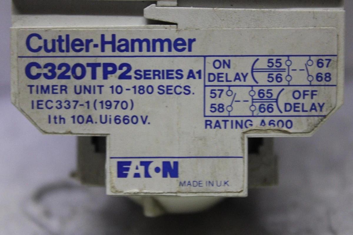 Used CUTLER HAMMER D15CR31 CONTACTOR W/ C320TP2 TIMING RELAY 10-180 SECOND