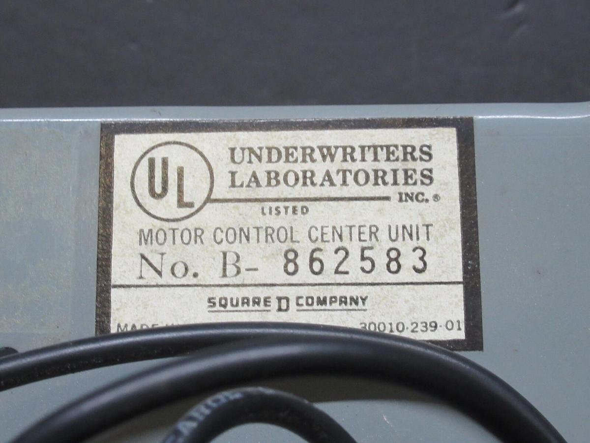 Used SQUARE D MCC MOTOR CONTROL STARTER 12" MODEL 4 W/ 8536SCO3 STARTER NEMA 1 12 AMP