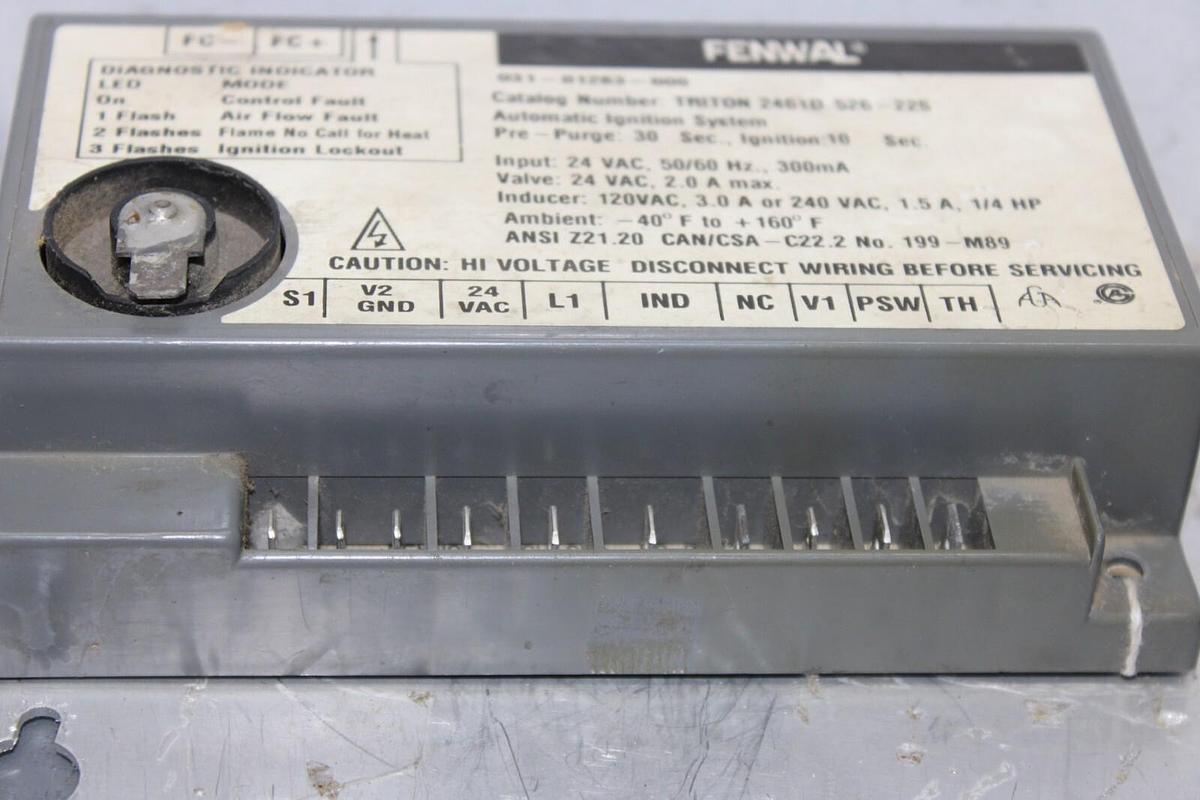 Used FENWAL IGNITION CONTROL MODULE TRITON-2461D-526-225 031-01283-000 24 VAC