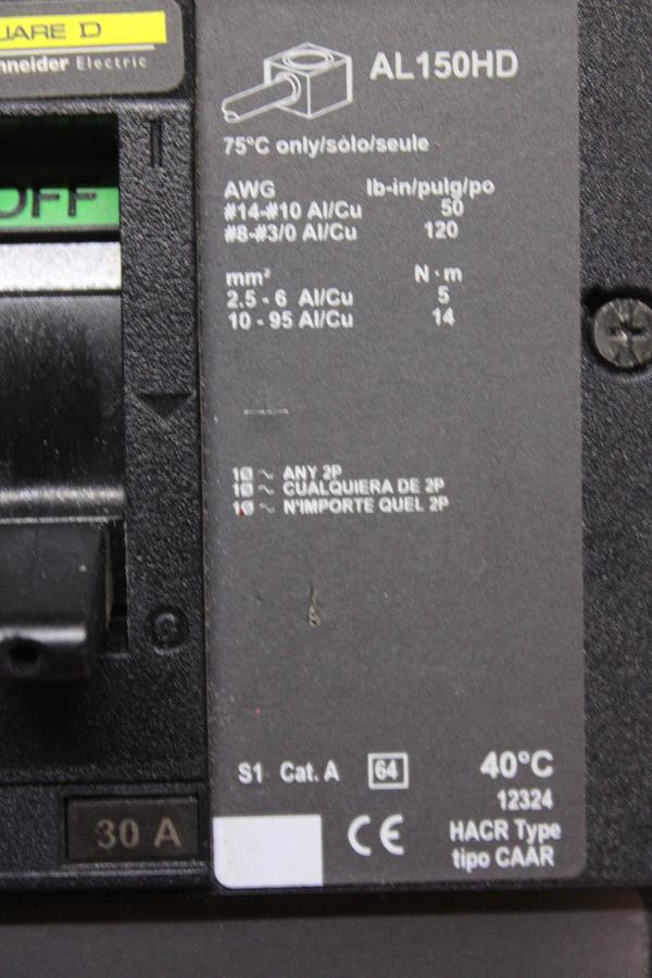 Used SQUARE D POWERPACT I-LINE CIRCUIT BREAKER BGA360340 40 AMP 600 VAC 3-POLE