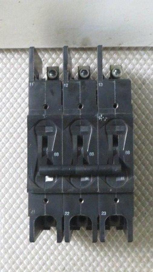 Used AIRPAX BREAKER F.L. AMPS 88 --- 3 POLE --- 240 VAC WITH TOP BOLTS
