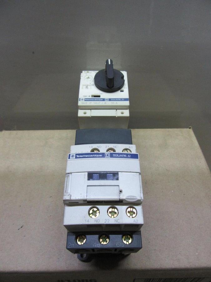 Used SQUARE D MANUAL MOTOR STARTER LC1-D12 25 AMP 600 VAC 10 HP W/ GV2-P14H7