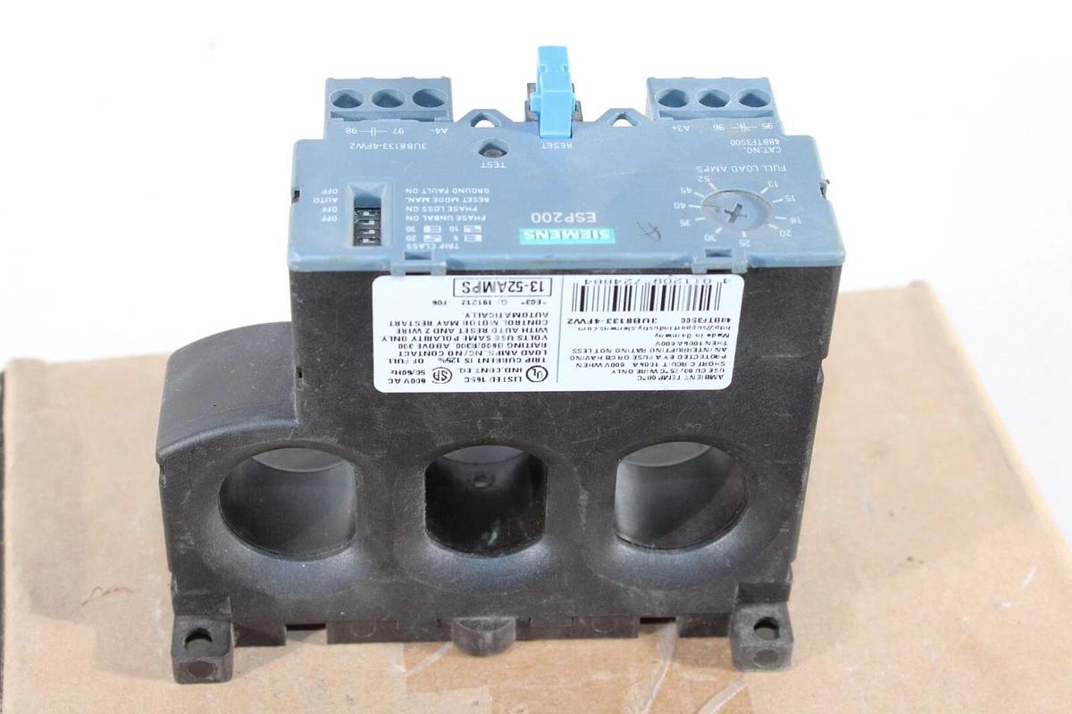 Used SIEMENS ESP200 48BTF3S00 OVERLOAD RELAY 13-52 AMPS 600VAC 3UB8133-4FW2