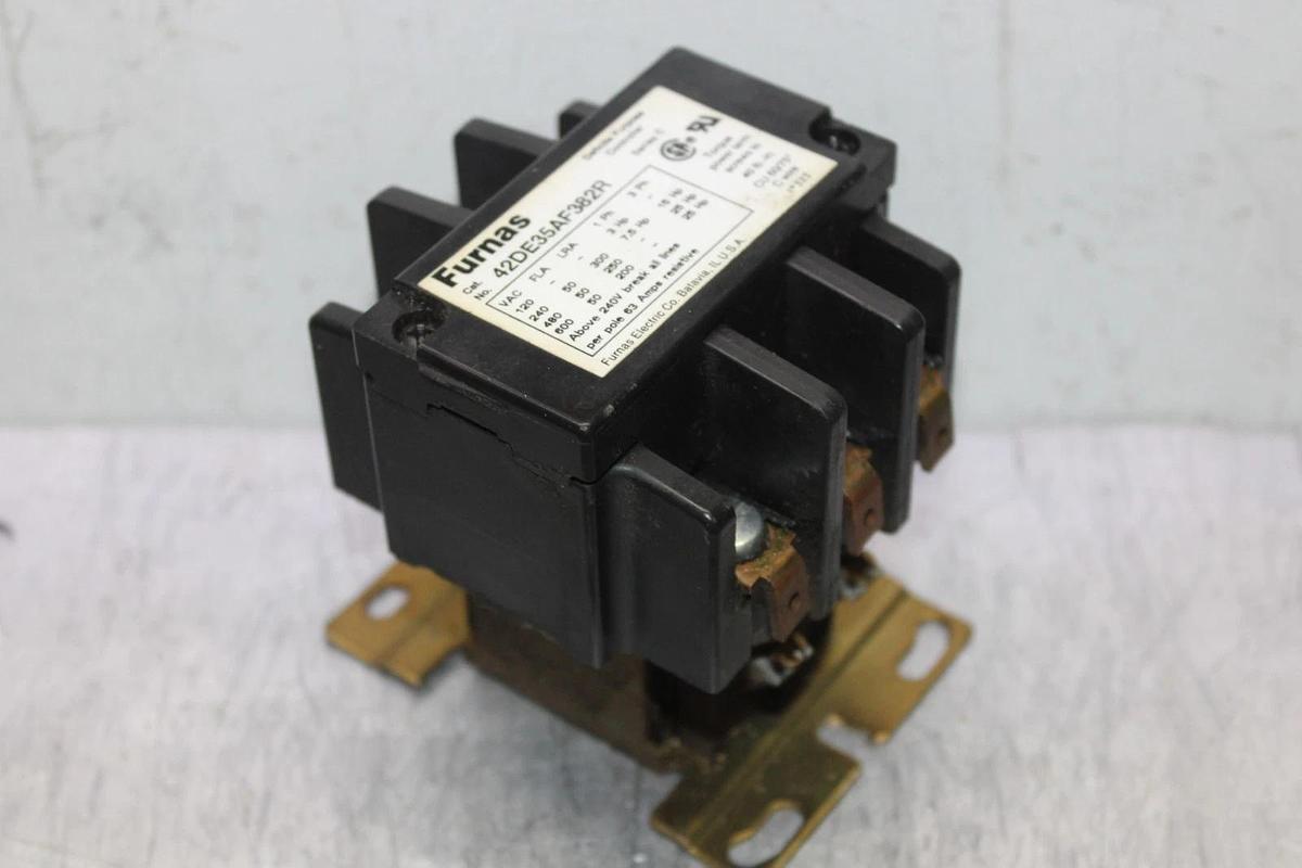 Used FURNAS CONTACTOR 42DE35AF382R 50 AMP 600 VAC 25 HP 3-POLE COIL: 110/120V