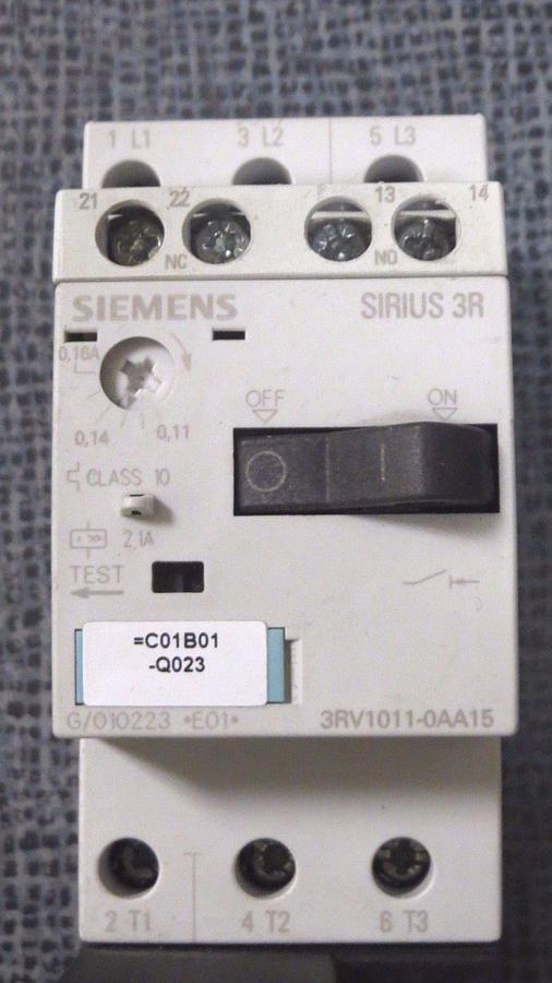 Used SIEMENS SIRIUS 3R STARTER SET 0.11-0.16 AMP 3RV1011-0AA15 WITH 3RT1016-1BB42