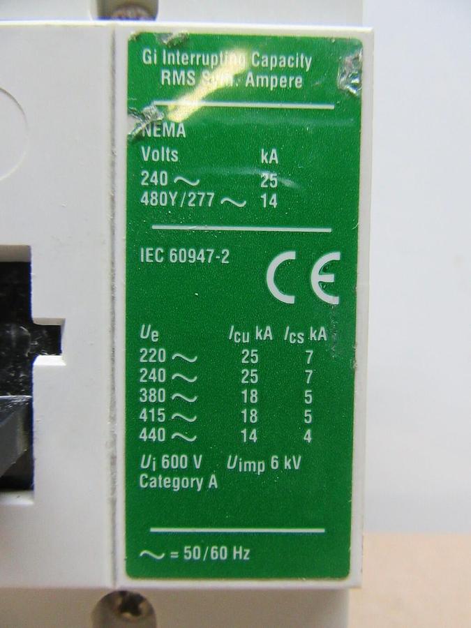 Used CUTLER HAMMER CIRUIT BREAKER GI 125 125 AMP 3-POLE 480/277 VAC **WARRANTY**