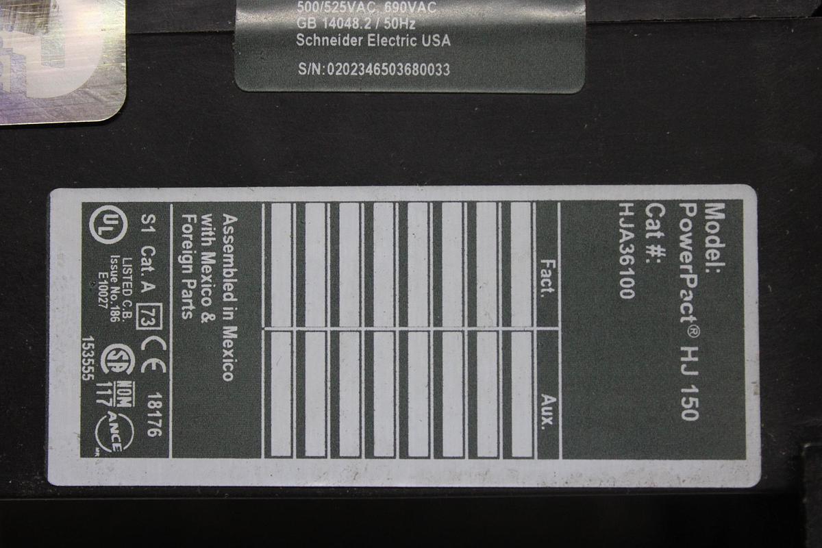 Used SQUARE D I-LINE CIRCUIT BREAKER FC34100 100 AMP 480 VAC 3-POLE
