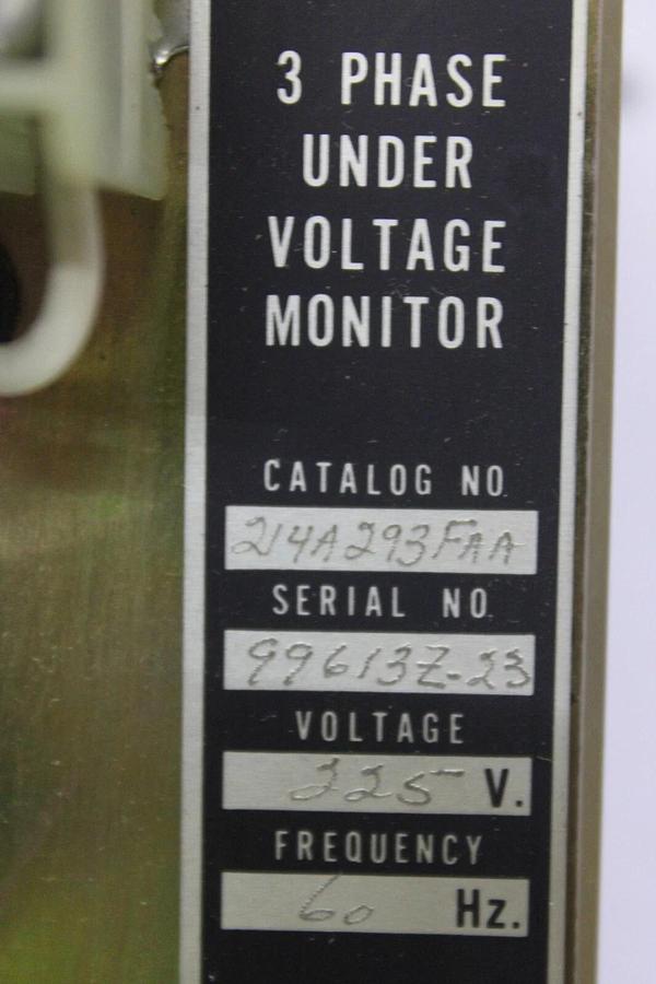 Used ASCO 3-PHASE UNDERVOLTAGE MONITOR 214A293FAA 225 VOLT 1-SECOND DELAY