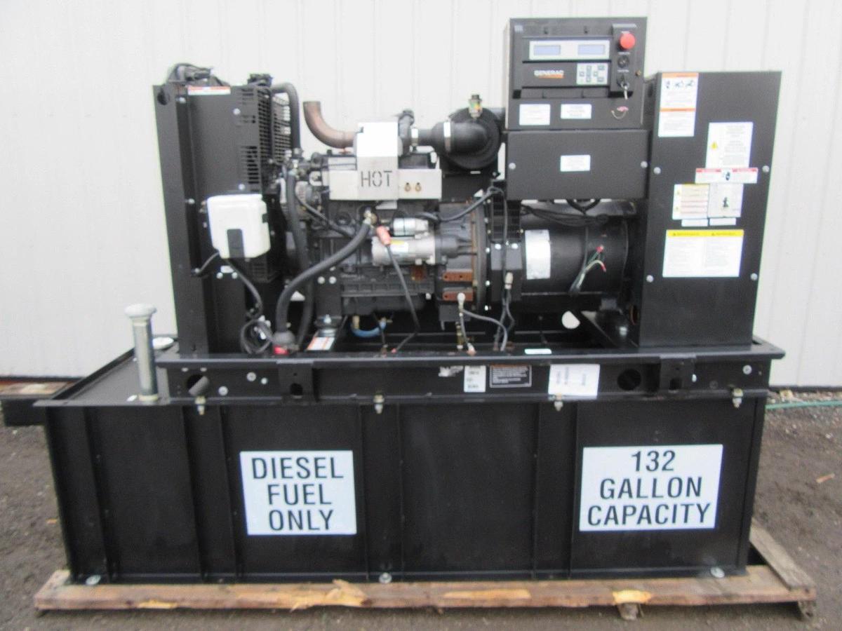 Used 2015 30 KW DIESEL GENERATOR GENERAC 120/240 VOLT SINGLE PHASE 181 HOURS VIDEO