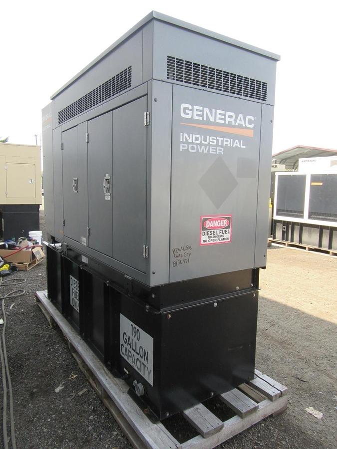 Used 48 KW DIESEL GENERATOR GENERAC 120/240 V FPT 346 HRS SOUND ENCLOSED VIDEO 50 KW