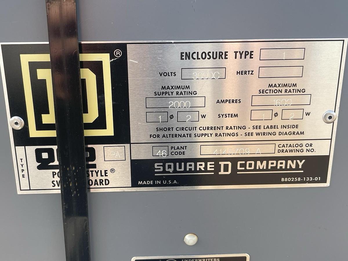 Used (1) SQUARE D SERVICE DISCONNECT 1600 AMP 300 VDC 1-PHASE 2-WIRE **WARRANTY**