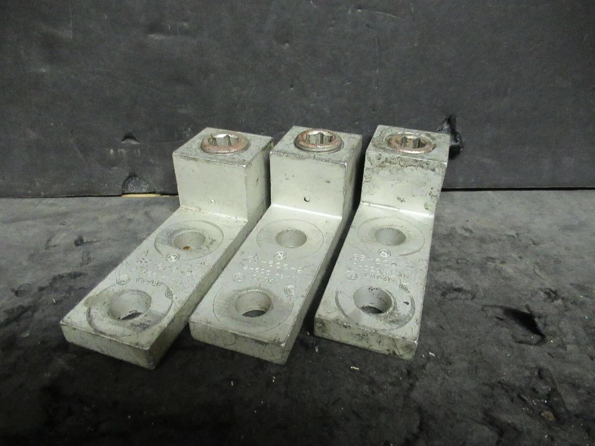 Used (3) QTY GE GE-600-2 1 SINGLE BARREL MECHANICAL CONNECTOR LUGS TAP 600 KCMIL - 2