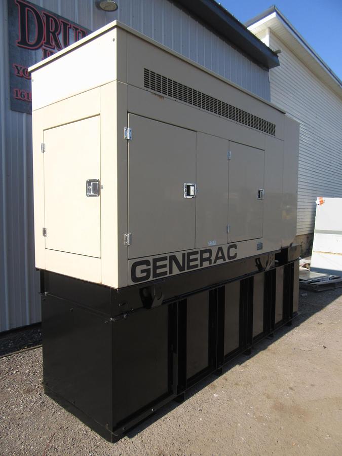 Used 60 KW DIESEL GENERATOR GENERAC 120/240 VOLT SOUND ENCLOSED VIDEO WE SHIP