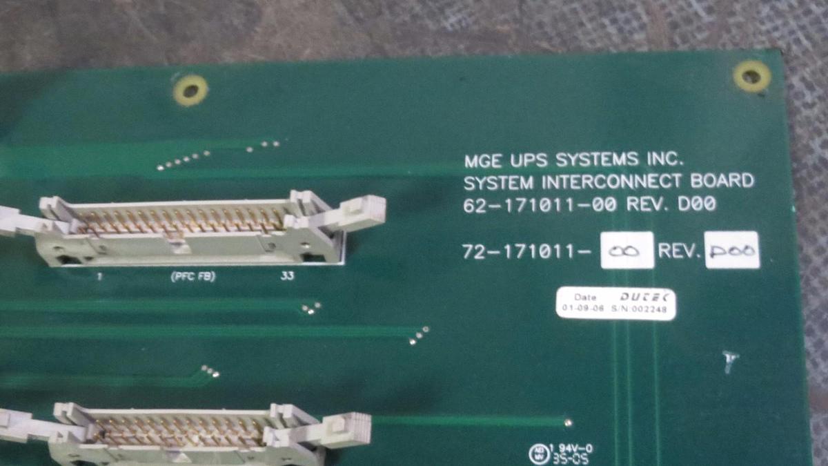 Used MGE UPS SYSTEMS SYSTEM INTERCONNECT ASSEMBLY 62-171011-00 72-171011-00