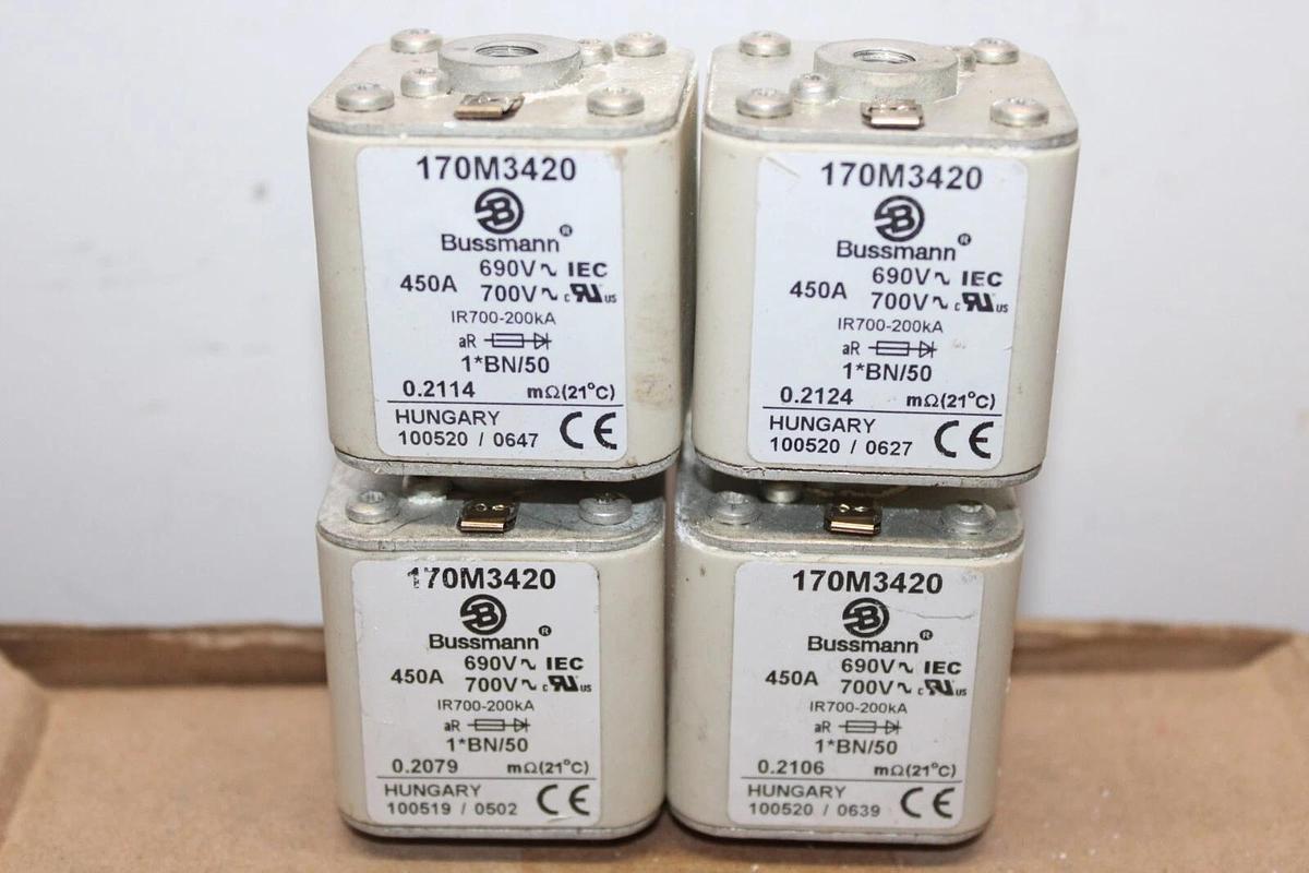 Used BUSSMANN SQUARE BODY FUSE 170M3420 700 VAC 450 AMP **WARRANTY**