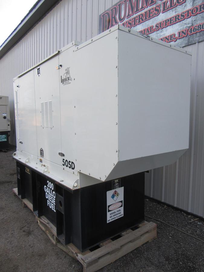 Used 50 KW DIESEL GENERATOR LYNX 120/240V RE-CONNECTABLE SOUND ENCLOSED 350 HRS