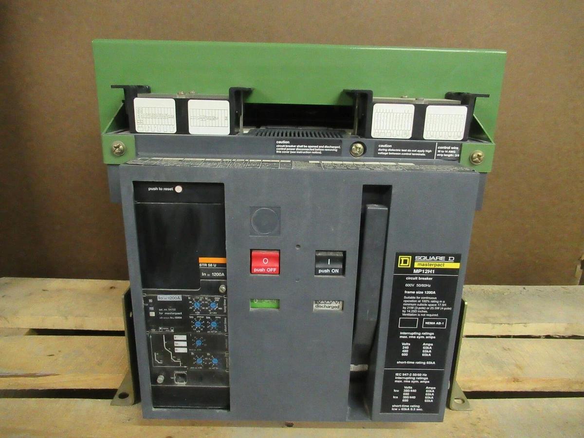 Used 1200 AMP SQUARE D MP12H1 MASTERPACT BREAKER 3P 600V STR58U 54750 TRIP 240 480
