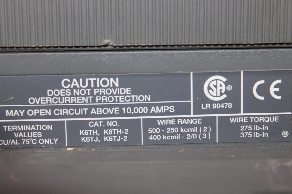 Used ABB MOLDED CASE SWITCH SACE S6 S6H-D 800 AMP 600 VAC 600 VDC 3-POLE S6H