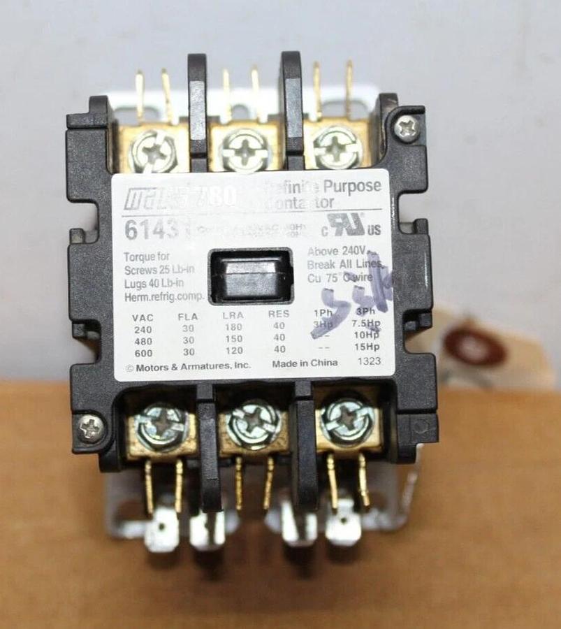 Used MARS 780 CONTACTOR 61431 30 AMP 600 VAC 3-POLE 3-PHASE 15 HP COIL: 120V