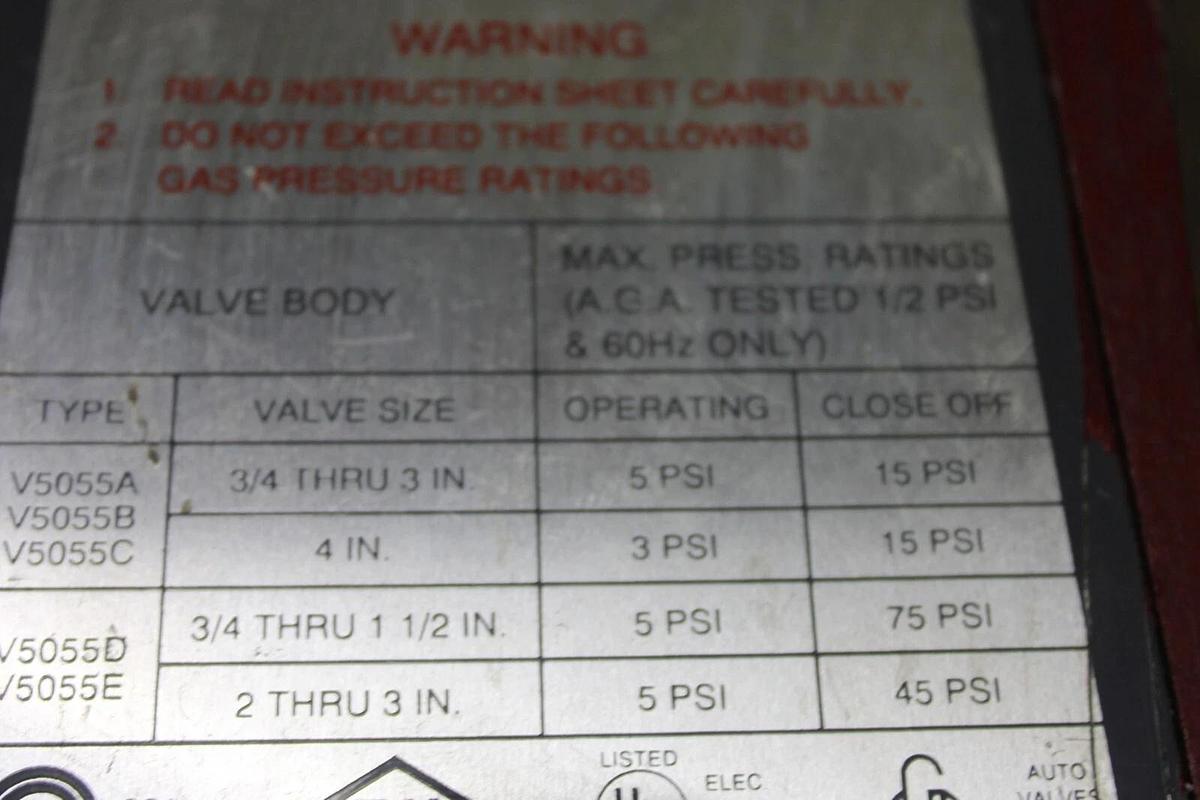 Used HONEYWELL ACTUATOR FLUID POWER GAS VALVE V4055-1098-3 110/120 VOLT 1.57 AMP