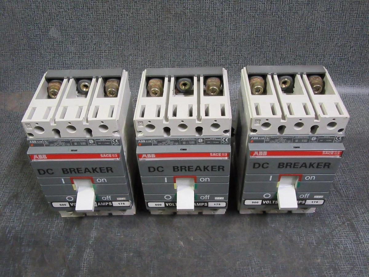 Used (1) ABB DC CIRCUIT BREAKER S3B 175 AMP 500 VDC 2-POLE W/ AUX. SWITCH