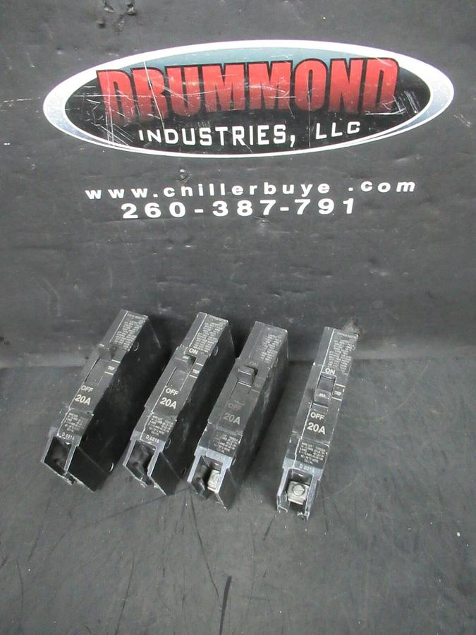 Used GE CIRCUIT BREAKER E11592 TEY 20 AMP 277 VAC SINGLE POLE **LOT OF 4**