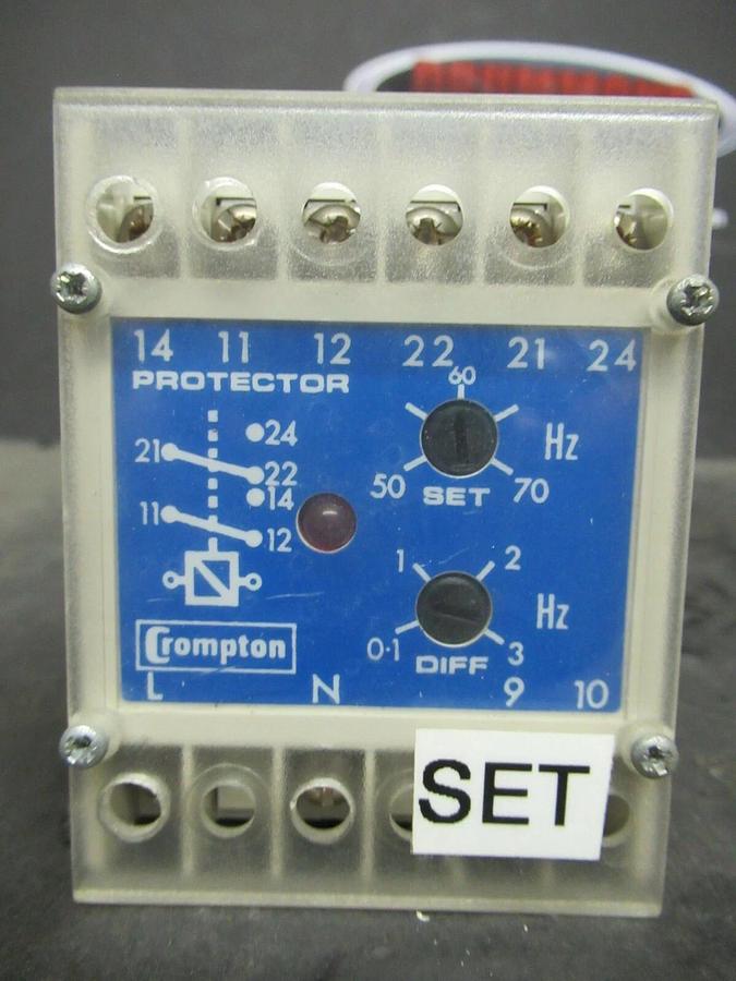 Used CROMPTON INSTRUMENTS PROTECTOR 252-PHOU 120 VAC ENERGIZE 60 HZ 5A 250 V & 24 VDC