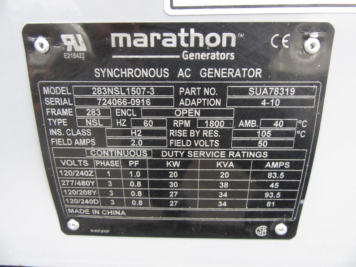 Used 20 KW DIESEL GENERATOR MTU 120/240 V 4LE1 ISUZU SOUND ENCLOSED 184 HRS  VIDEO