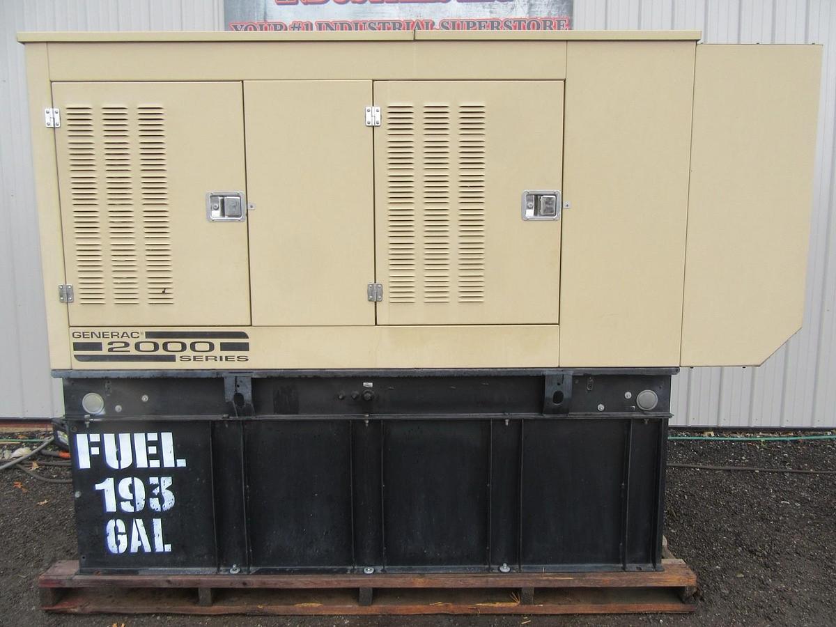 Used 50 KW DIESEL GENERATOR GENERAC 120/240V 1 PH ONLY 137.5 HRS  ENCLOSED 50 KW